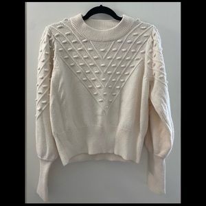 French Connection Creme Knit Sweater L
